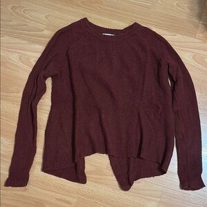 Madewell Red Crew Neck Sweater Asymmetrical Design